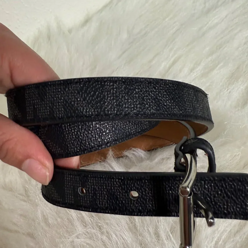 MICHAEL KORS Black Womens Mk Signature Logo Monogram Belt Medium Casual Wear